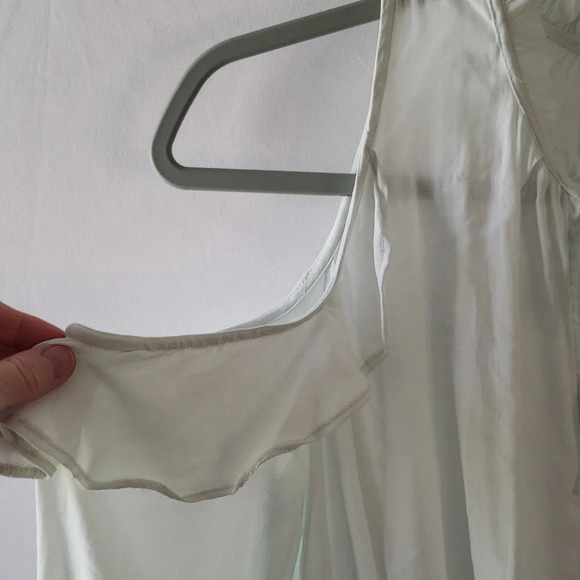 Anthropologie Maeve Mint Green Ruffle Liesel Open Shoulder Blouse S - Picture 4 of 12